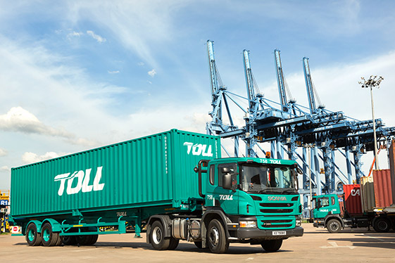 Toll truck at post in Singapore